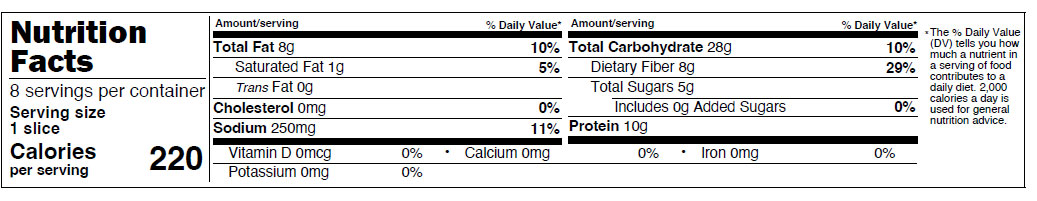 Holy Name - Recipes Nutrition Facts