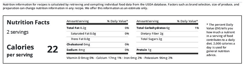 Holy Name - Recipes Nutrition Facts